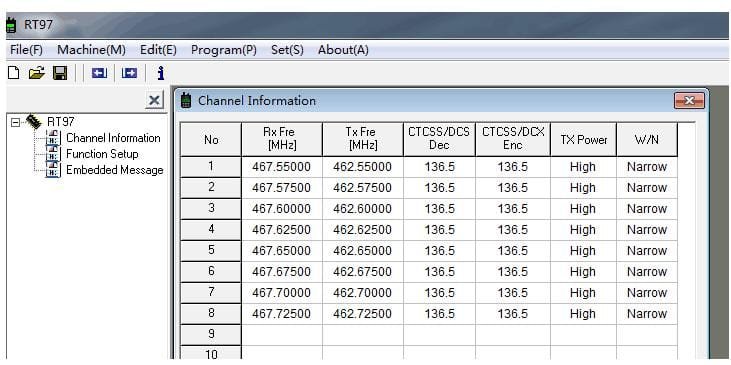 RT97 GMRS frequency