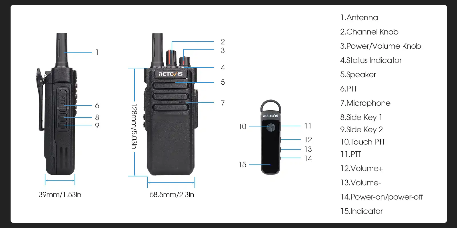 Retevis RT29D with bluetooth headset
