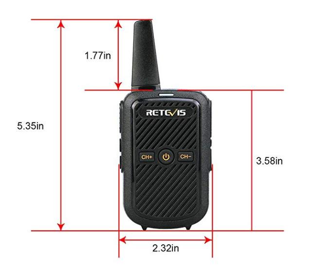 Rt15 walkie talkie size-retevis