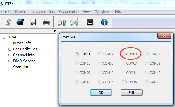 How to programme RT54 radio