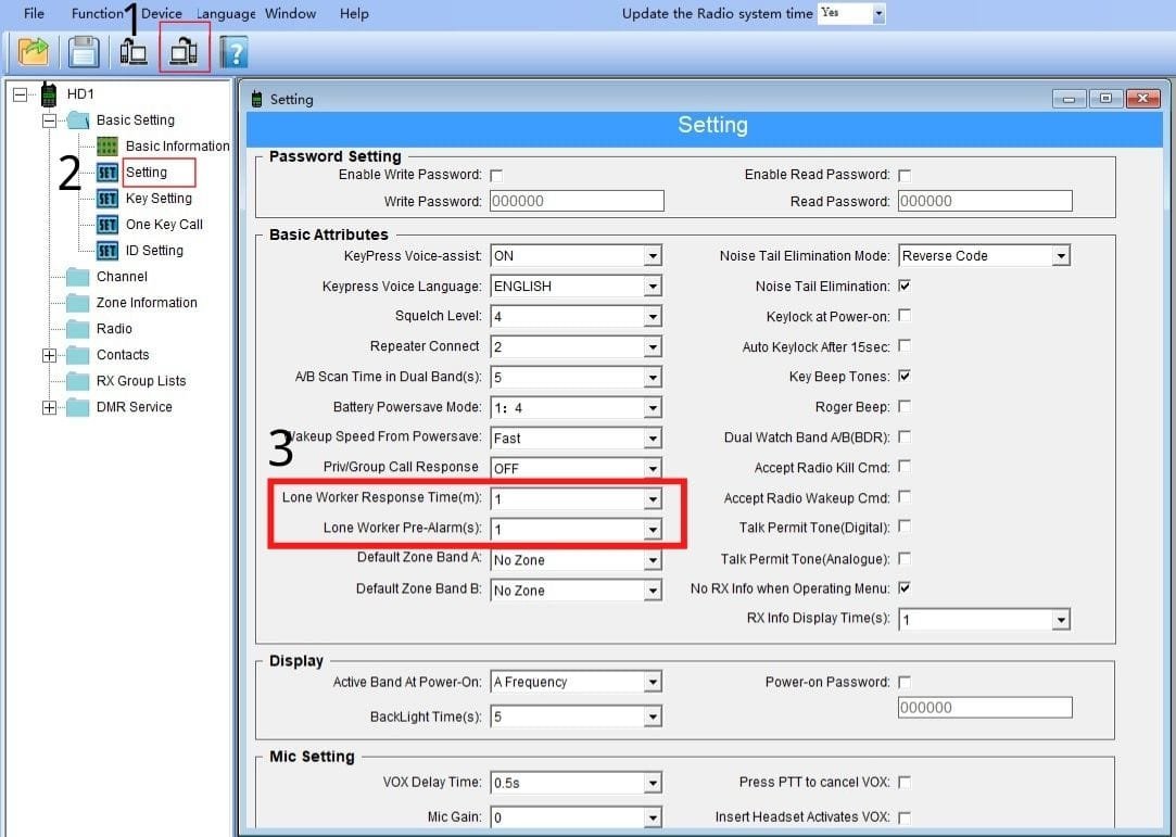 Work alone function setup